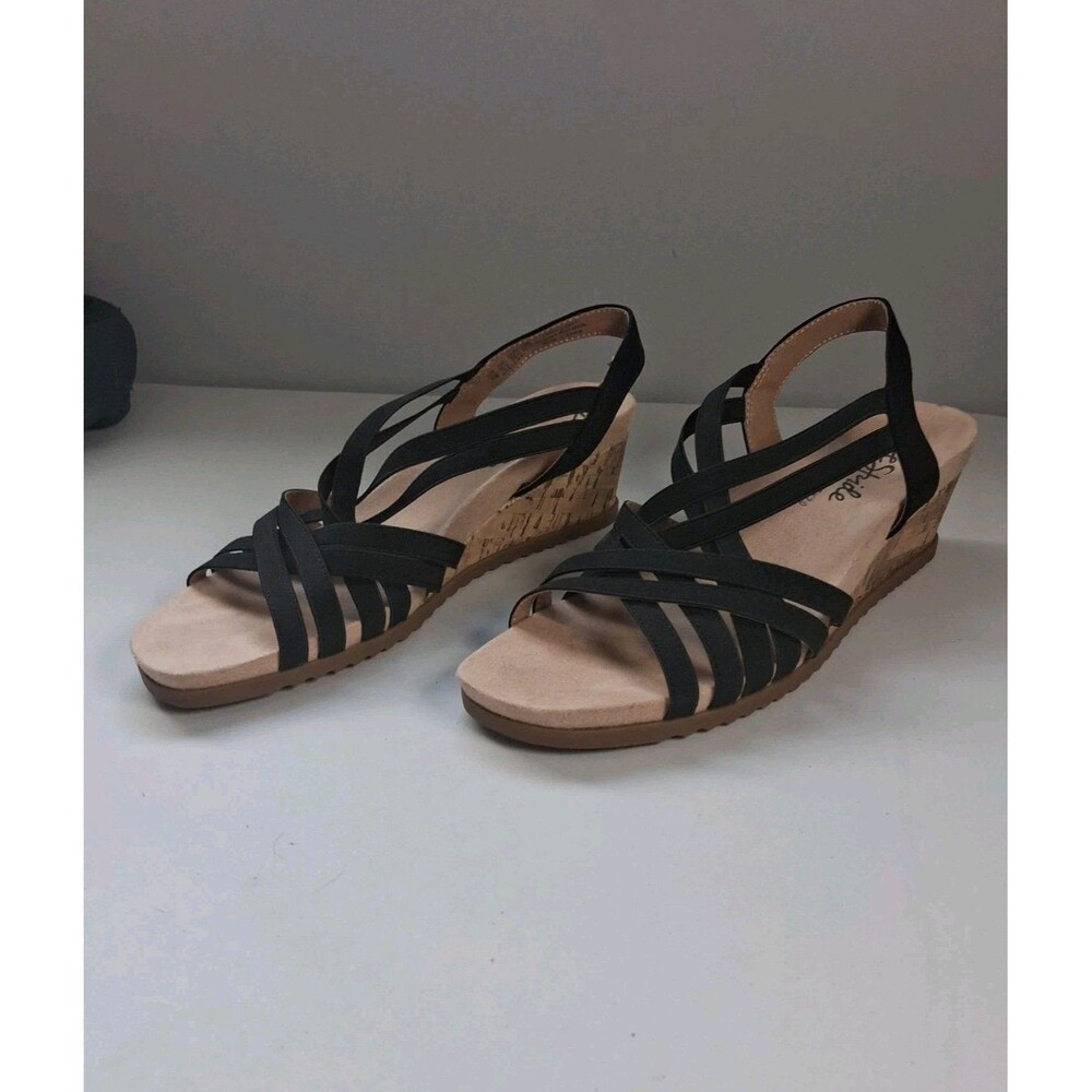 Life Stride Velocity 2.0 Sandals Womens 8 Stellar Cork Wedge Strappy Slingback